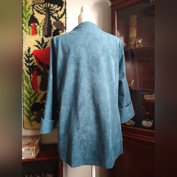 IC Collection by Connie K blue faux suede large button closure sweater size XL - Picture 5 of 8